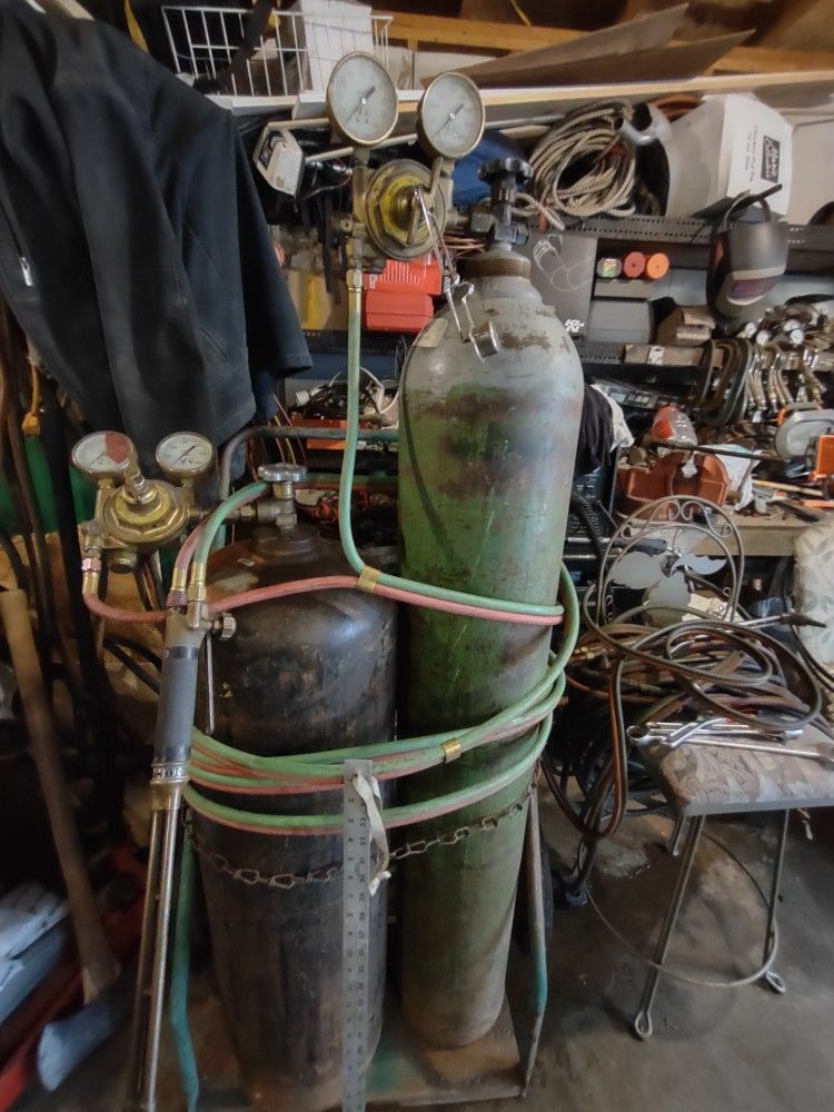 Heavy Duty Torches,Full, Largest Set Available Oxygen And Acetylene Tanks