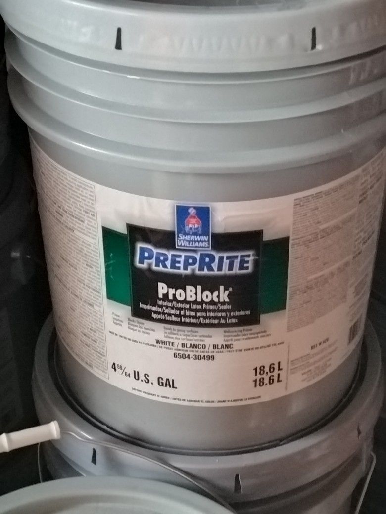 5 Gallons Of Sherwin Williams Prep Rite Interior/Exterior Primer
