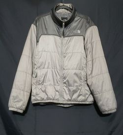 THE NORTH FACE GRAY/SILVER FULL SIP PUFFER JACKET MENS SIZE LARGE