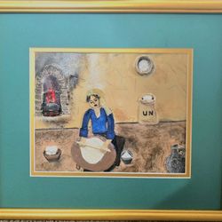 Handmade Relief Art – "The Village Baker" – Rustic Wall Decor