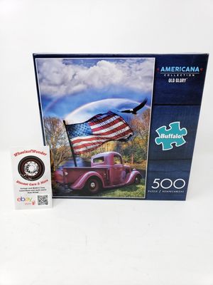 Photo Buffalo 500 Piece Jigsaw Puzzle American Flag Eagle Red Truck 'Old Glory'