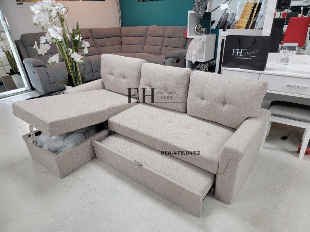 Sleeper Sectional Sofa Pull Out Bed Grey Sleeper 