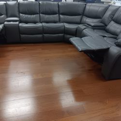 *Memorial Day Now!!!*---Comfy Madrid Gray Leather Reclining Sectional Sofa---Delivery And Financing Available🤠