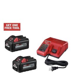 Milwaukee M18 18-Volt Lithium-Ion High Output Starter Kit with Two 6.0 Ah Battery and Charger