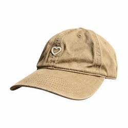 Classic Tan Heart Embroidered Baseball Cap