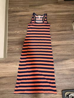 Large Ambiance Apparel Navy & Coral Striped Racerback Maxi Dress