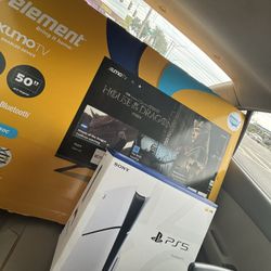 Brand New 50 inch ELEMENT XUMO AND PS5 Slim 