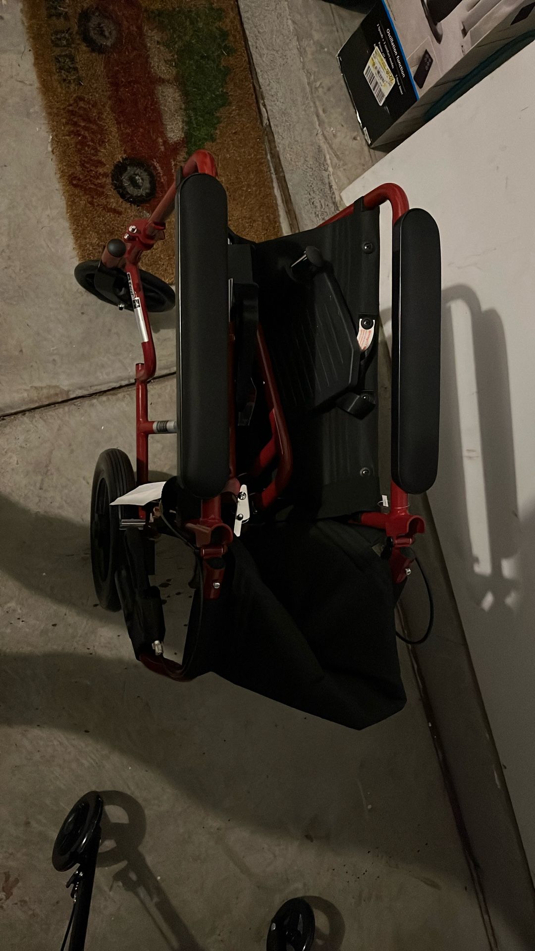 Medline Travel Wheelchair Lightly Used Red Tight Compact Easy To Operate