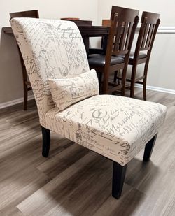 French Script Accent Chair w/ Matching Lumbar Pillow