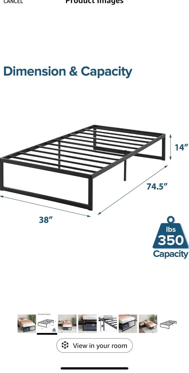 Twin Size Metal Bed Frame + Mattress