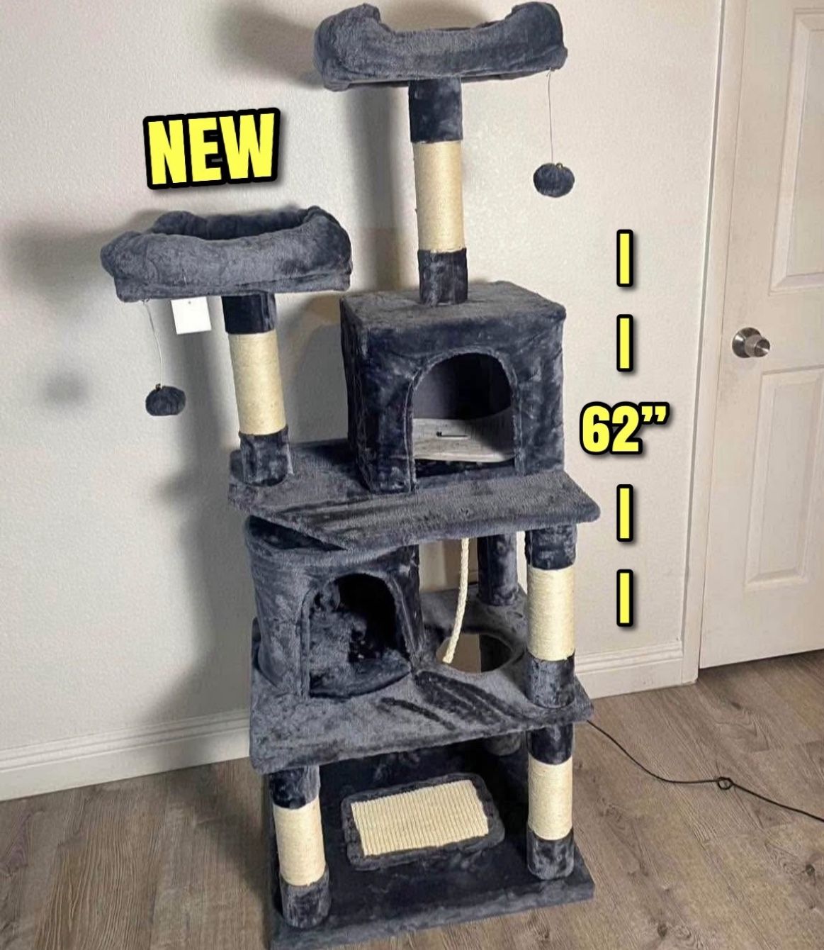 New 62”H Cat Tower $50 Firm-Firme
