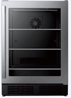Hisense 23.4-in W 164 -Can Capacity Stainless steel Built-in/Freestanding Indoor Beverage Refrigerator with Glass Door