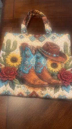 Quilted Western Tote Bag