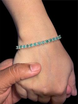 Certified Natural Emerald Tennis Bracelet 925 Sterling Silver 7.5" 12.64g