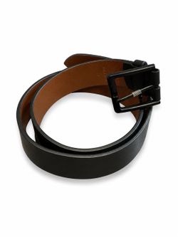 Shinola Detroit Black Leather Belt Matte Black Buckle 43” Made in USA