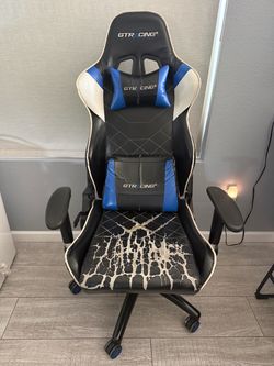 🎮 GTRACING Gaming Chair w/ Built-In Speakers – Black/Blue/White