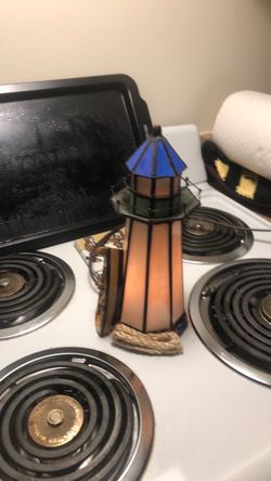 Desk lamp lighthouse Stain glass Nautical