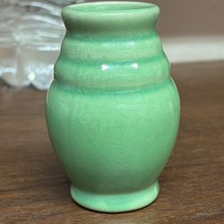 Vintage MCM 1950S Miniature Green Ceramic Glazed Bud Vas