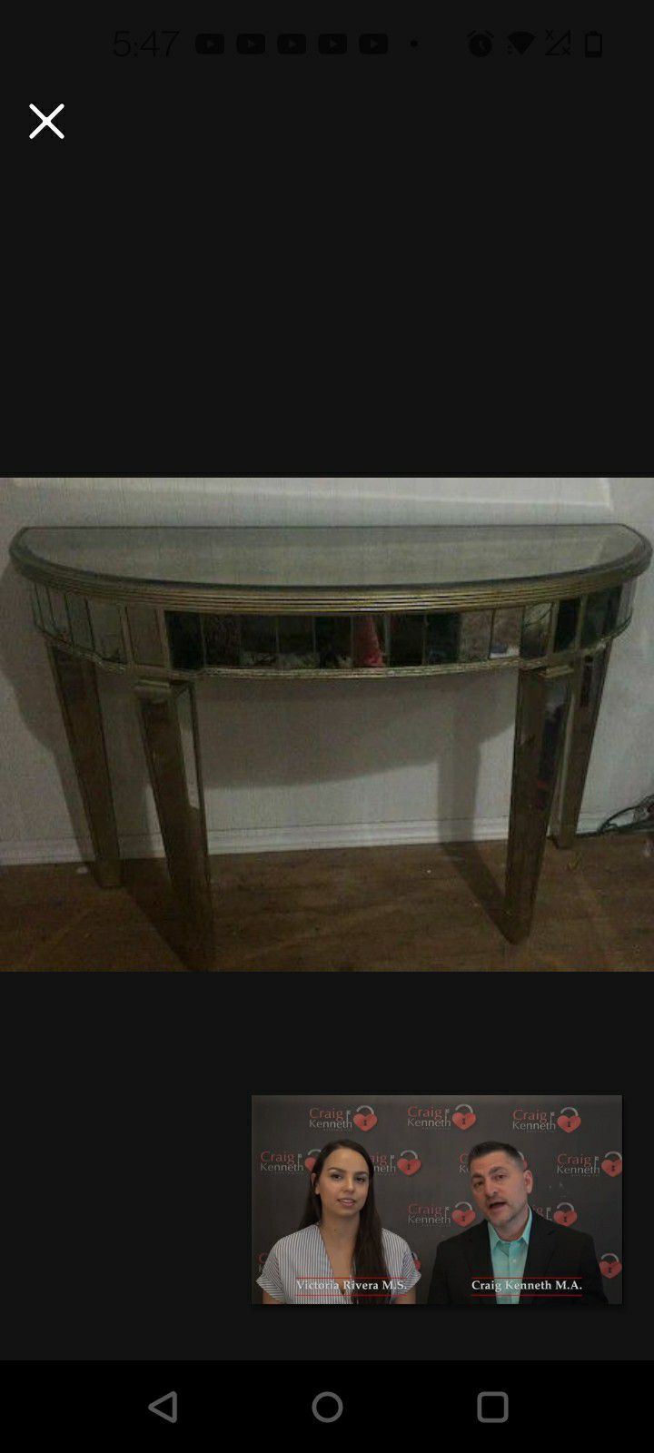 Z Gallerie Mirrored Console Table 