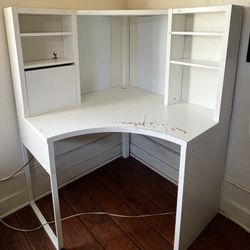 IKEA Corner Workstation (White) with shelves 