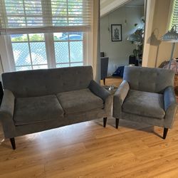 Blue Loveseat and Chair Set