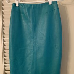 The Real Teal Leather Skirt from Saks