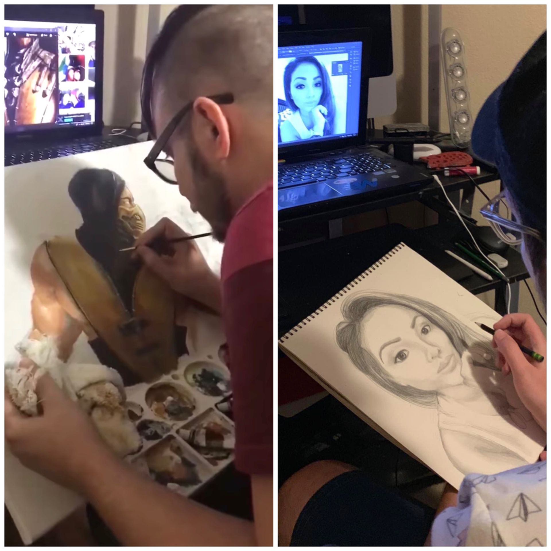 Drawing a pancil portrait