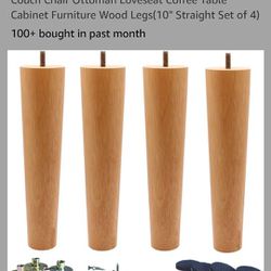 10" Straight Round Solid Wood Replacement Legs