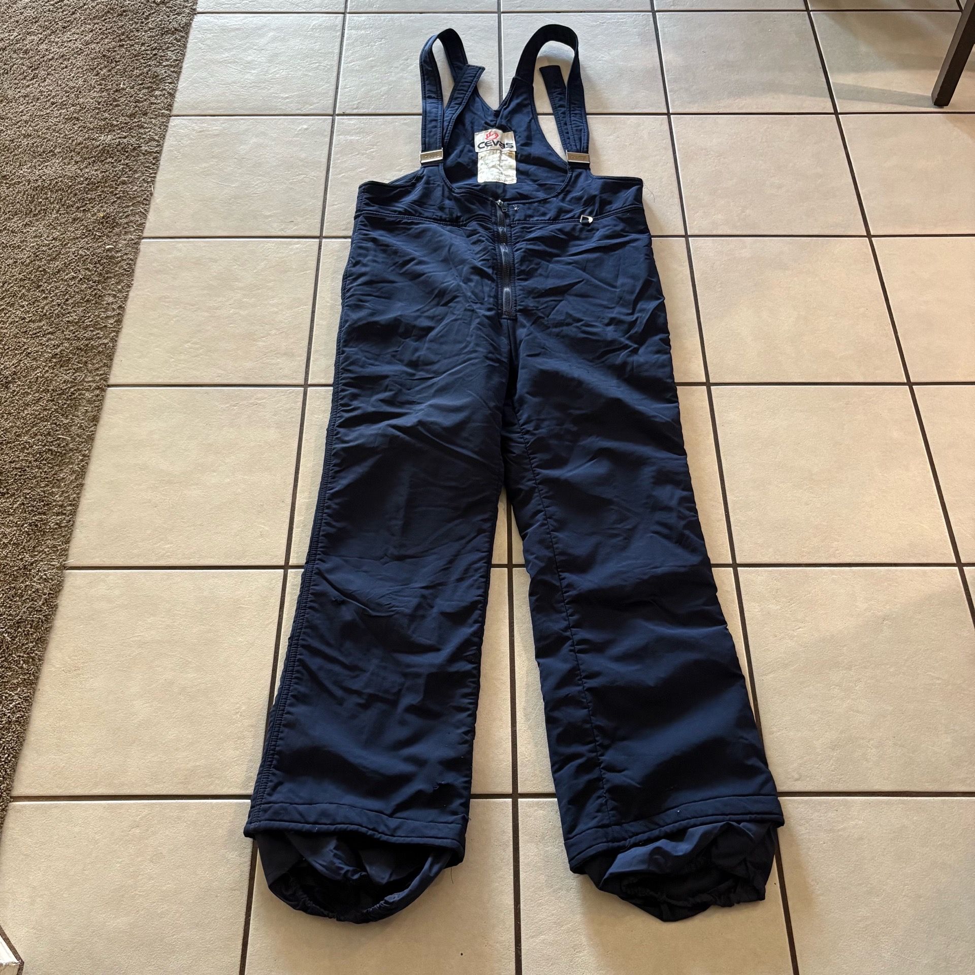 Vintage 70s 80s Cevas Ski Bibs Overalls Retro Gorpcore Made In Hong Kong Size 38