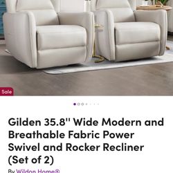 Set Of Two Swivel Rocker Recliner Chairs 