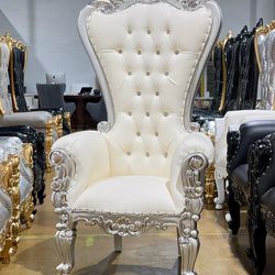 Silver/Ivory Throne Chair