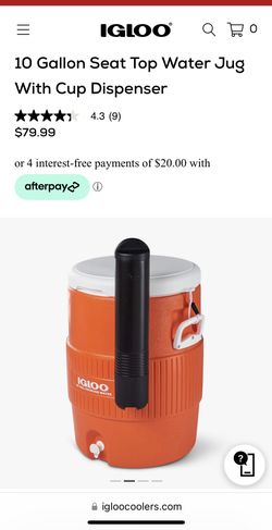 10 Gallon Seat Top Jug With Cup Dispenser