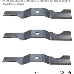New In Box Unopened Ariens 3PK Genuine OEM Gravely 0(contact info removed) 42" Zero Turn ZT42 Zoom Mower Blades