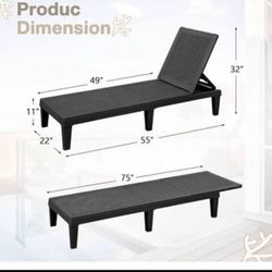 🥨2Pcs Lounge Chairs for Outside Patio Waterproof Resin Chaise Lounge Outdoor Adjustable Lounge Chairs Pool Chairs Sun Loungers for Deck, Poolside 