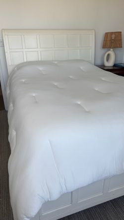 White bed frame with dresser