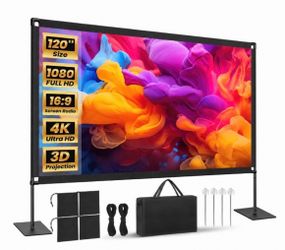 120-Inch Projector Screen with Stand