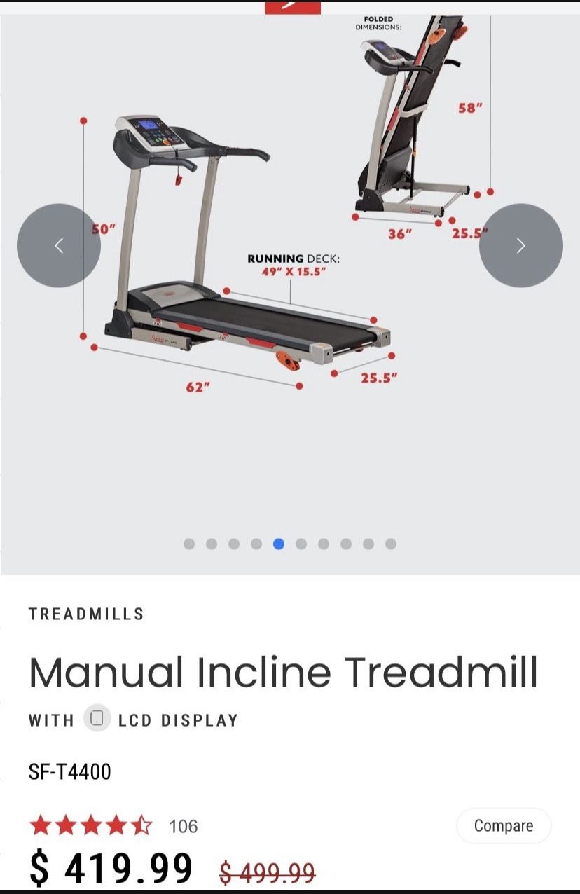 SUNNY HEALTH FITNESS FOLDING INCLINE TREADMILL