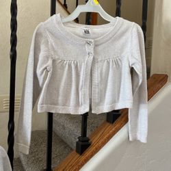 Cardigan White/ Silver Sparkle Size 4T