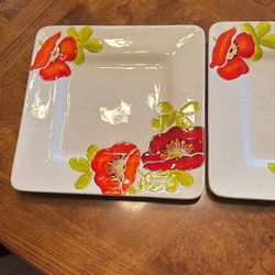 Set of Two (2) GatesWare By Laurie Gates  10-1/2" Floral Dinner Plates NOS
