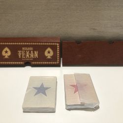 VINTAGE 1984 MARLBORO TWO BRAND NEW TEXAN NO. 45 POKER PLAYING CARDS DECKS & CASE