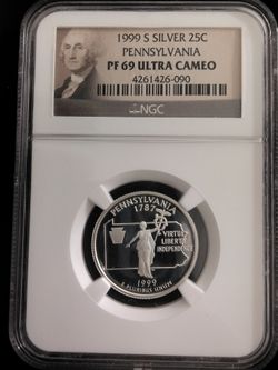 Silver NGC PF-69 1999-S Pennsylvania State Quarter ULTRA CAMEO