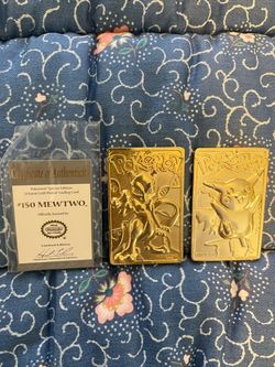 Pikachu Mewtwo 23 karat gold plated Pokémon trading cards