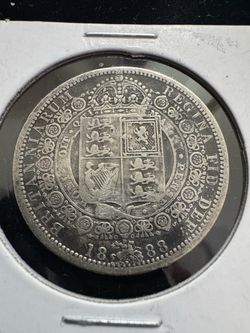 1888 British Silver Half Crown Coin