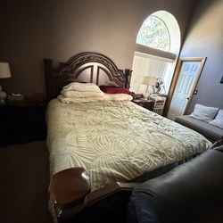 Dark wood elegant bedroom set king size, moving and need to sell.  Accepting offers.