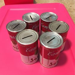 Vintage CAMPBELL'S CONDENSED TOMATO SOUP TIN CAN BANK 125TH ANNIVERSARY 1994, Lot of 6