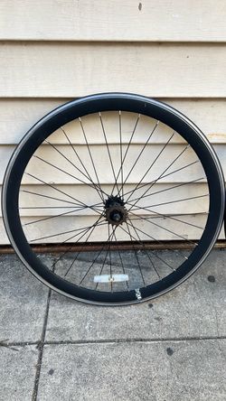 Black Bicycle Rear Wheel with Track Hub