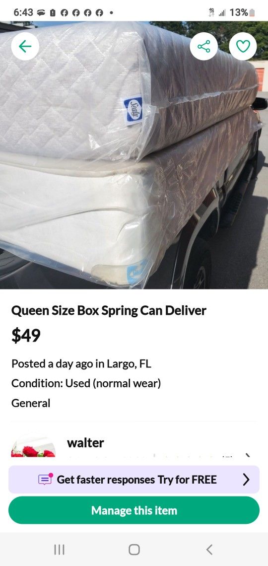 Available Queen Size Box Spring Can Deliver