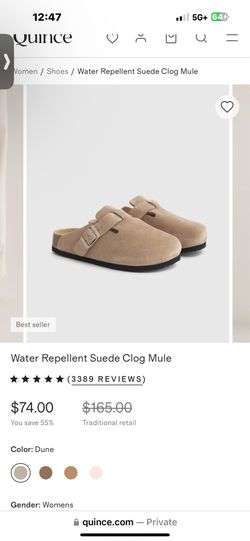 Quince Water Repellent Suede Clog Mule