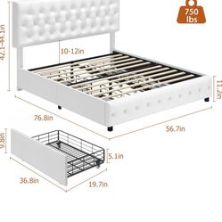 Great Condition White Tufted FULL Size Bed Frame 