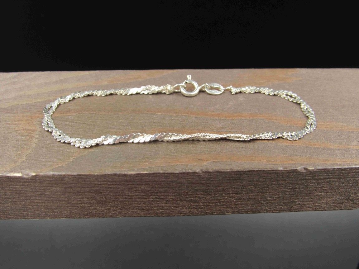 7 Inch Sterling Silver Ordinary Twisting Chain Bracelet